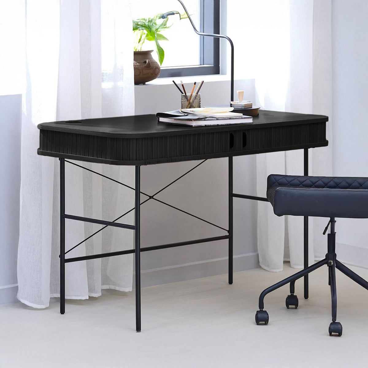 Bureau 120 cm 2 portes - Bois - ALBA