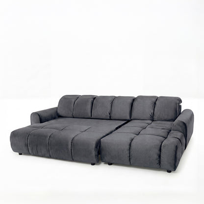Canapé d'angle convertible - 4 places - Velours - ANACAPRI