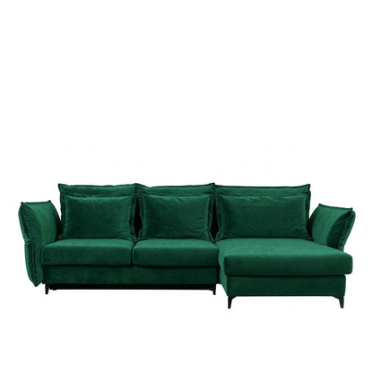 Canapé d'angle convertible - 3 places - Velours - VERDURO