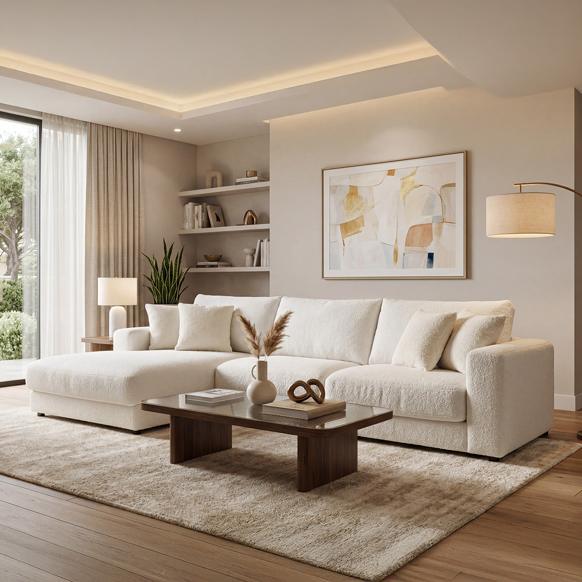 Canapé d'angle - 5 places - Bouclette - VENEZIA