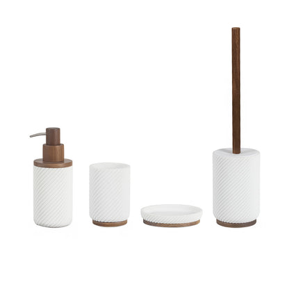 Set salle de bain - Résine blanche et bois - ASCOLI