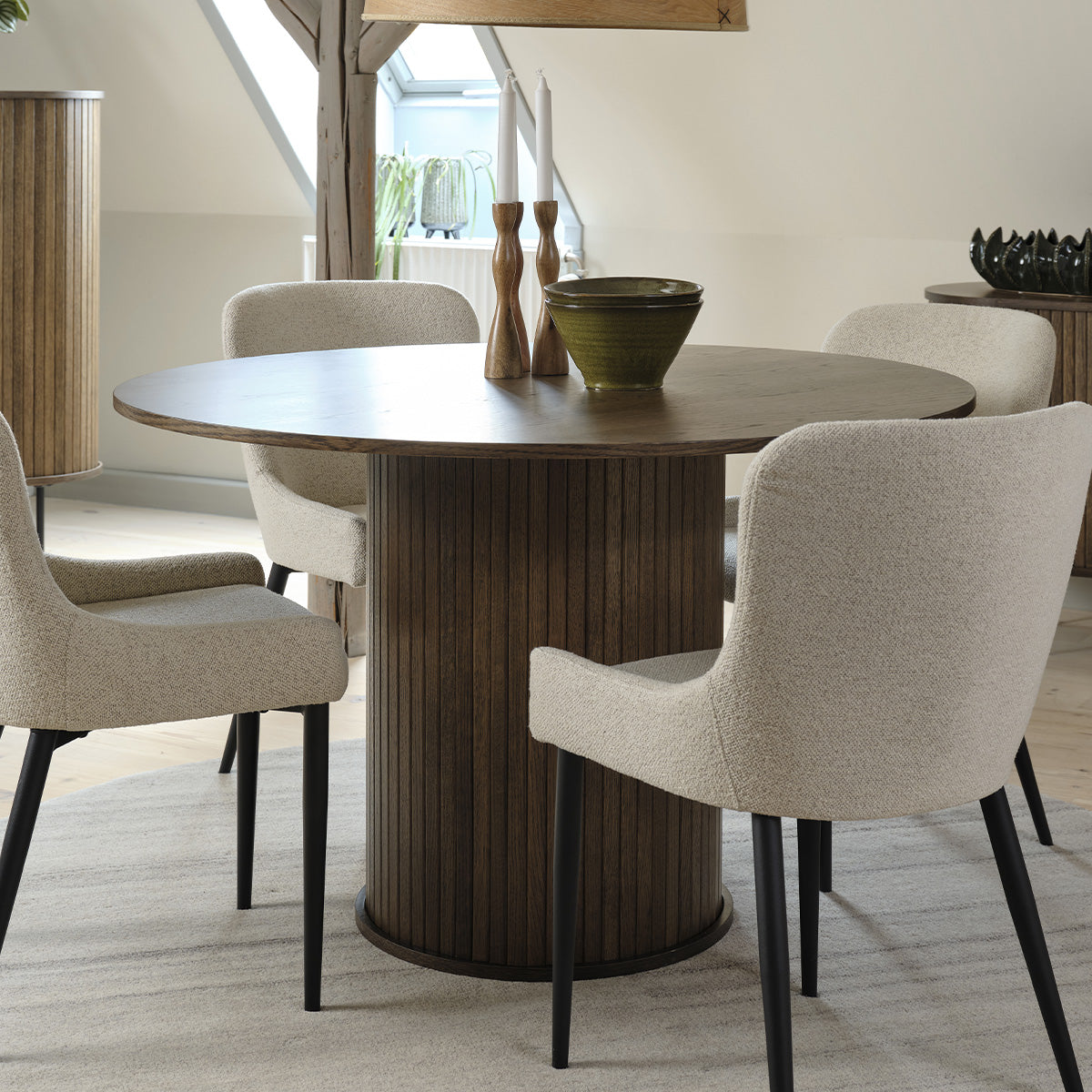 Table à manger ronde 4 personnes ø120 cm - Bois - ALBA