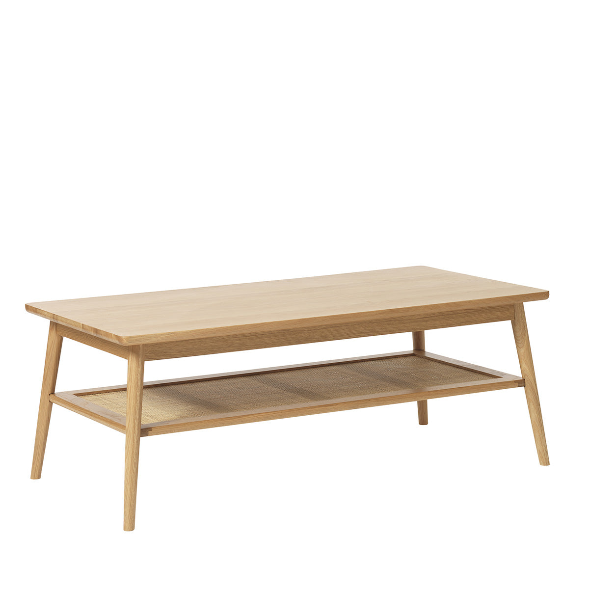 Table basse 120 cm 2 plateaux - Bois et rotin - CAPRI