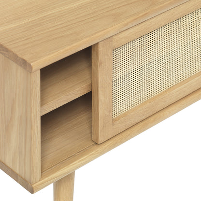 Meuble TV 150 cm 1 porte - Bois et rotin - CAPRI