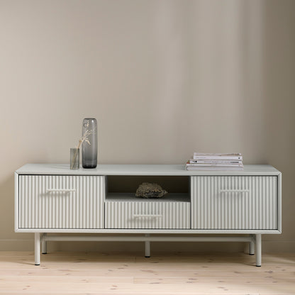 Meuble TV 140 cm 2 portes 1 tiroir 1 niche - Bois gris clair - MIRANO