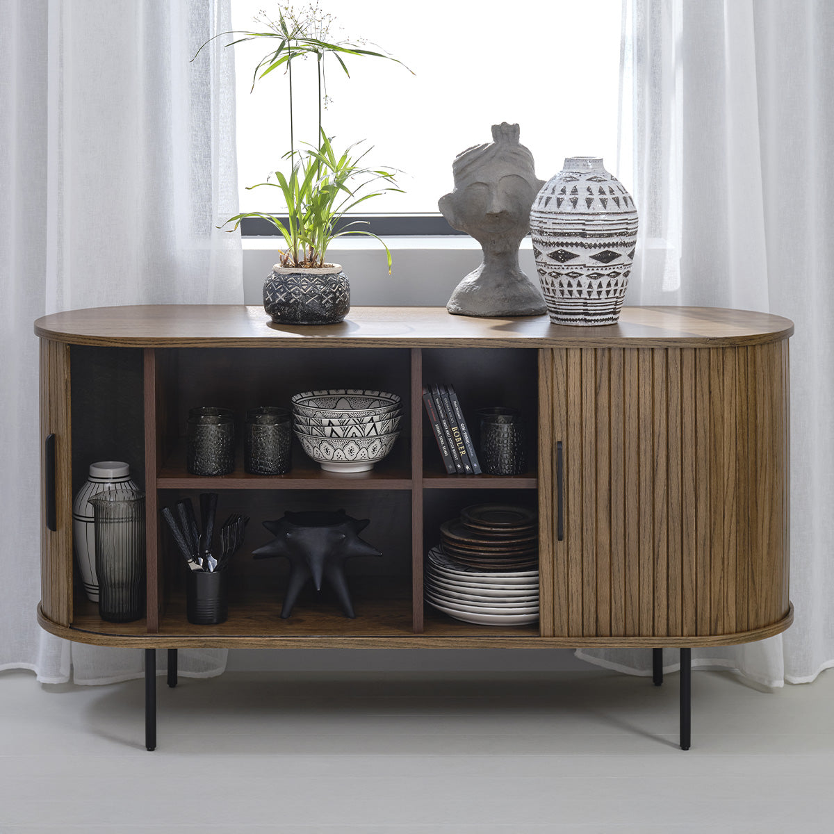 Buffet 140 cm 2 portes - Bois - ALBA
