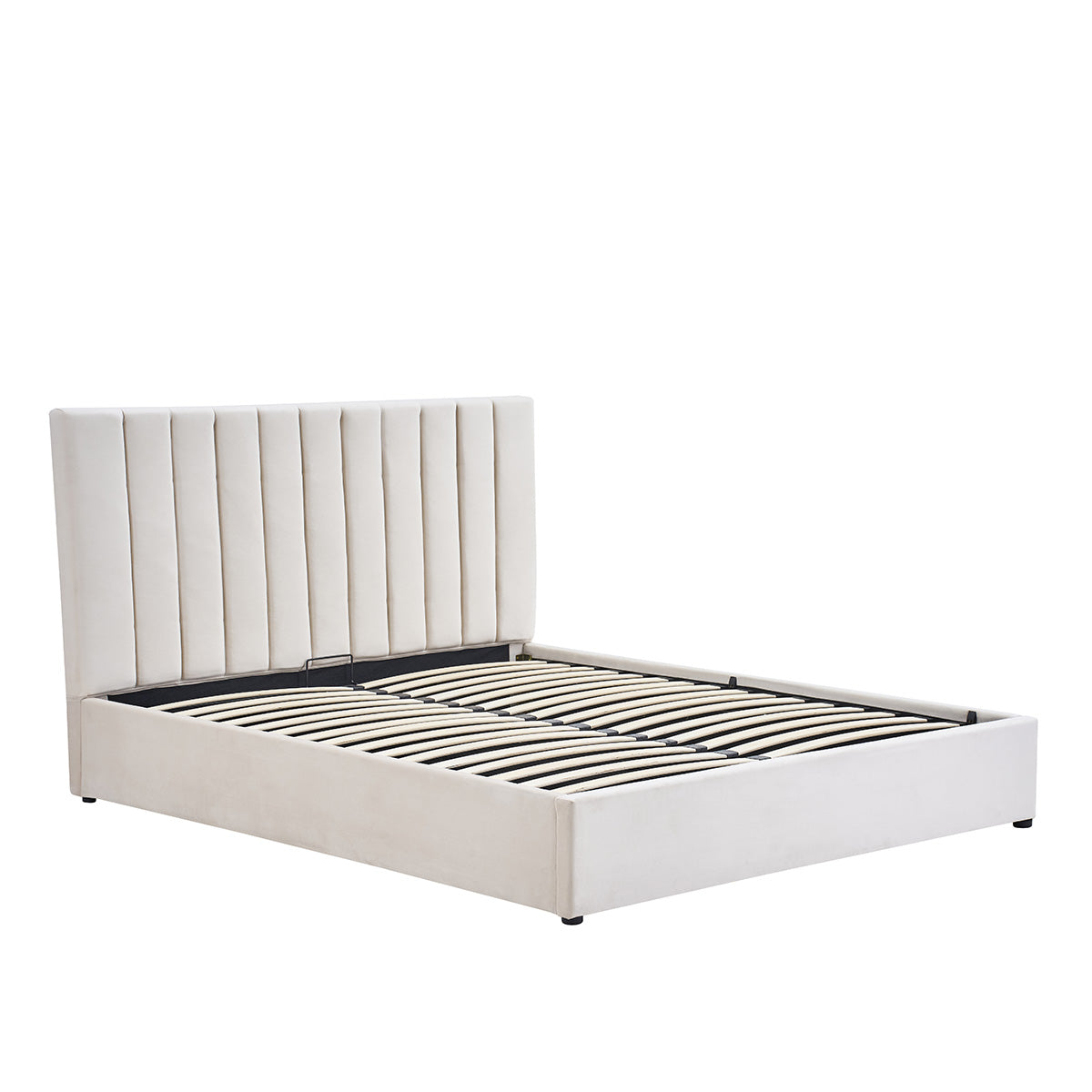 Lit coffre - Velours beige - GIULIA