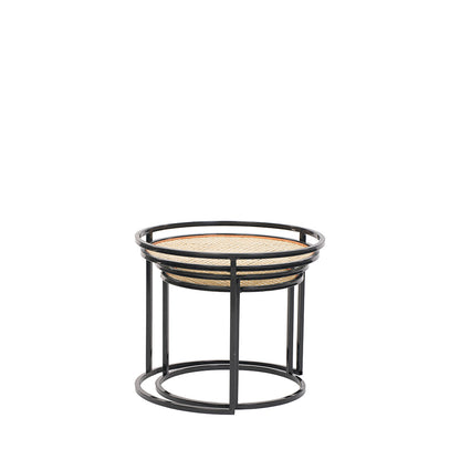 Tables gigognes (lot de 2) - Métal et rotin - BARI
