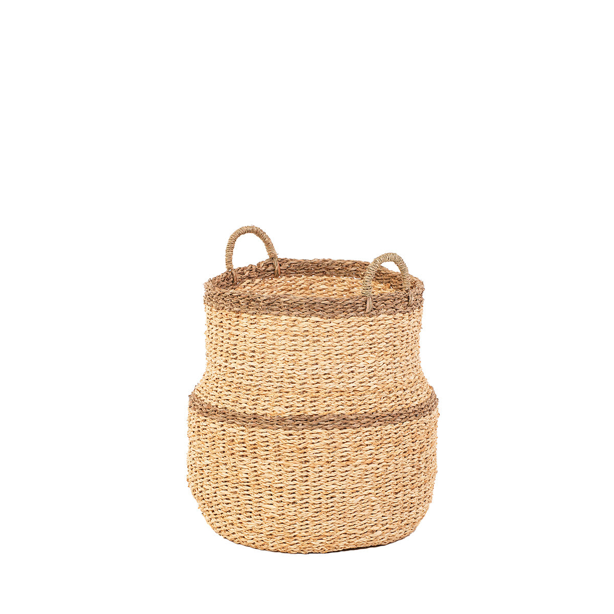 Panier jonc de mer naturel - BICOLORE