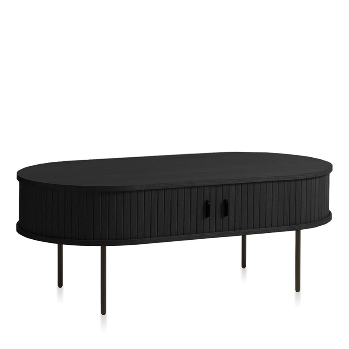 Table basse ovale 120 cm 2 portes - Bois - ALBA