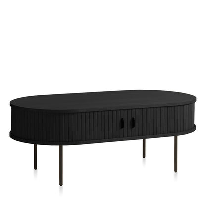 Table basse ovale 120 cm 2 portes - Bois - ALBA