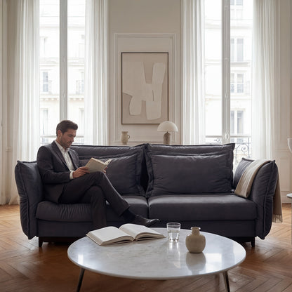 Canapé droit convertible - 3 places - Velours - VERDURO