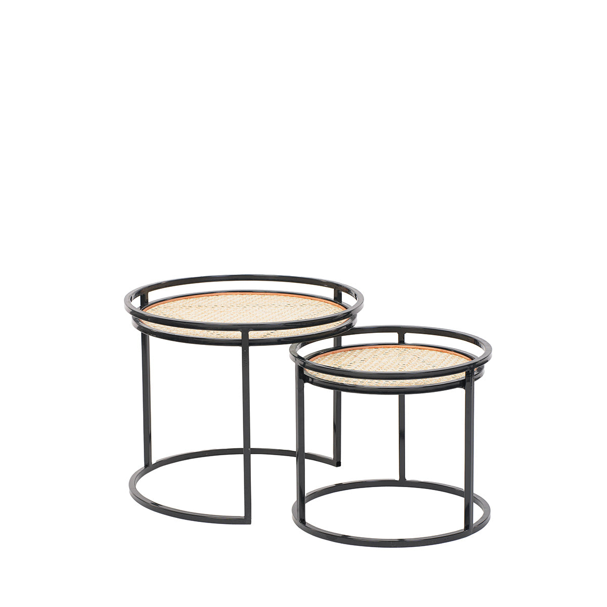 Tables gigognes (lot de 2) - Métal et rotin - BARI