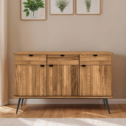 Buffet 144 cm 3 portes 3 tiroirs - Bois massif hêtre - AMALFI