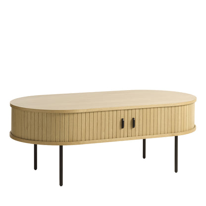Table basse ovale 120 cm 2 portes - Bois - ALBA