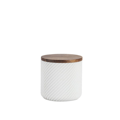 Boîte à coton - Résine blanche et bois - ASCOLI