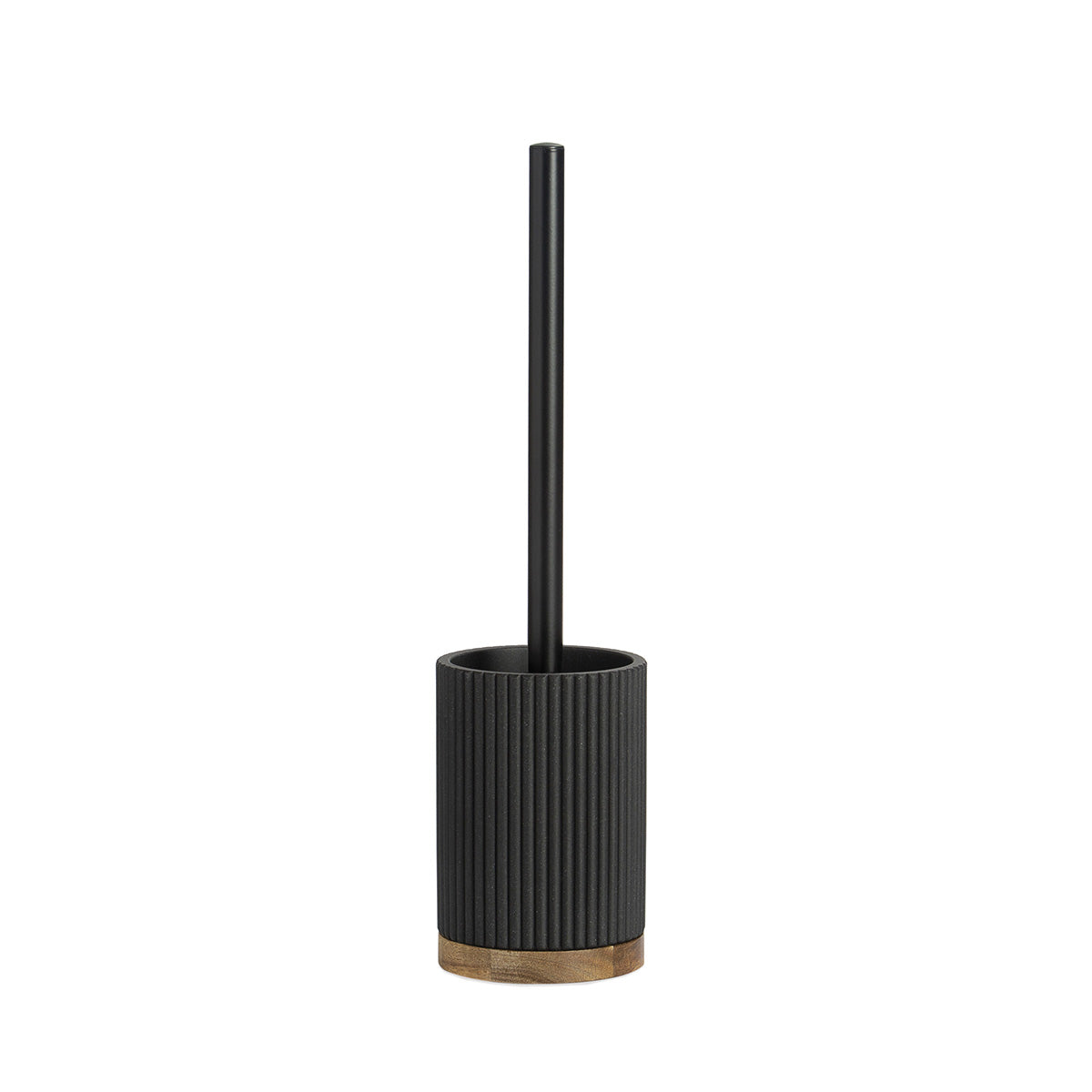 Brosse WC - Résine noire et bois - LAGO