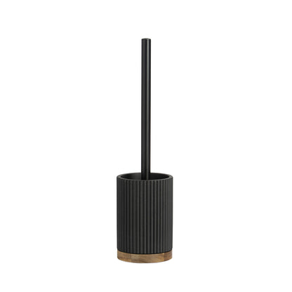 Brosse WC - Résine noire et bois - LAGO
