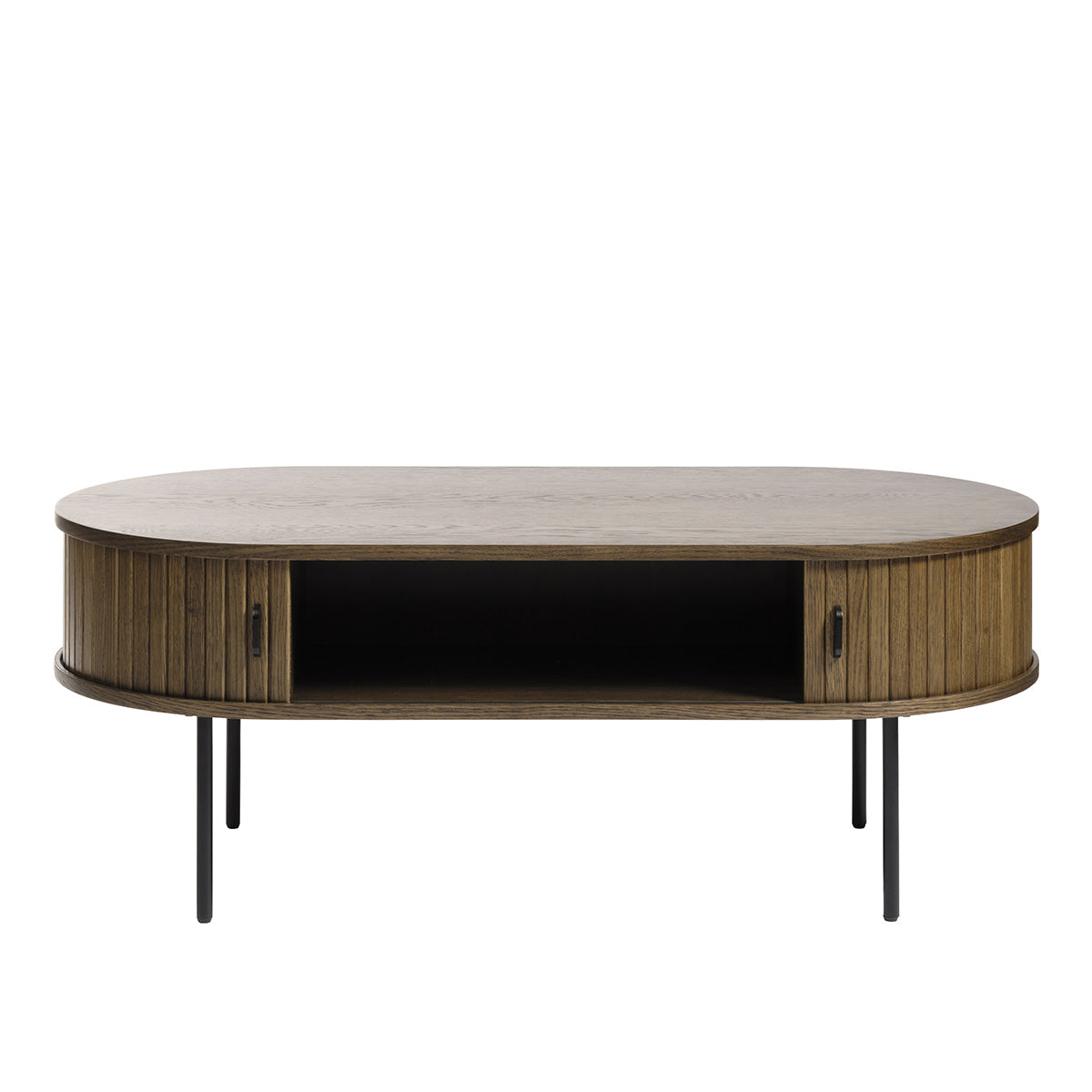Table basse ovale 120 cm 2 portes - Bois - ALBA