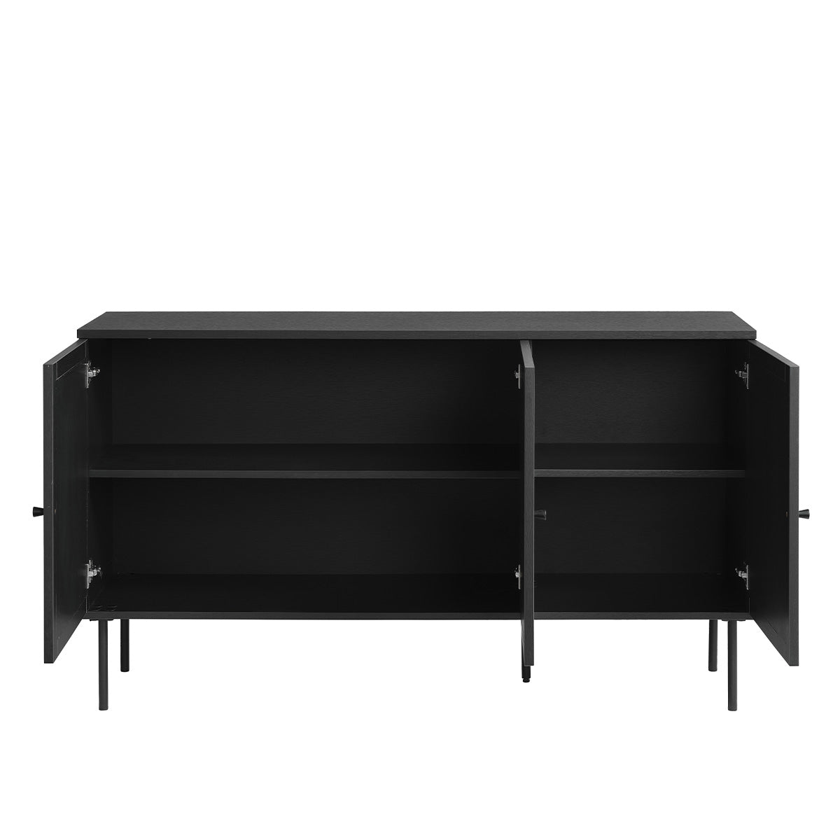 Buffet 140 cm 3 portes - Bois et cannage noirs - MANAROLA
