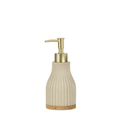 Distributeur de savon - Résine beige et bois - OCEANO