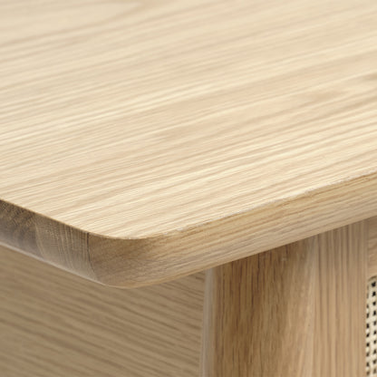 Console 120 cm 2 plateaux 1 tiroir - Bois et rotin - CAPRI