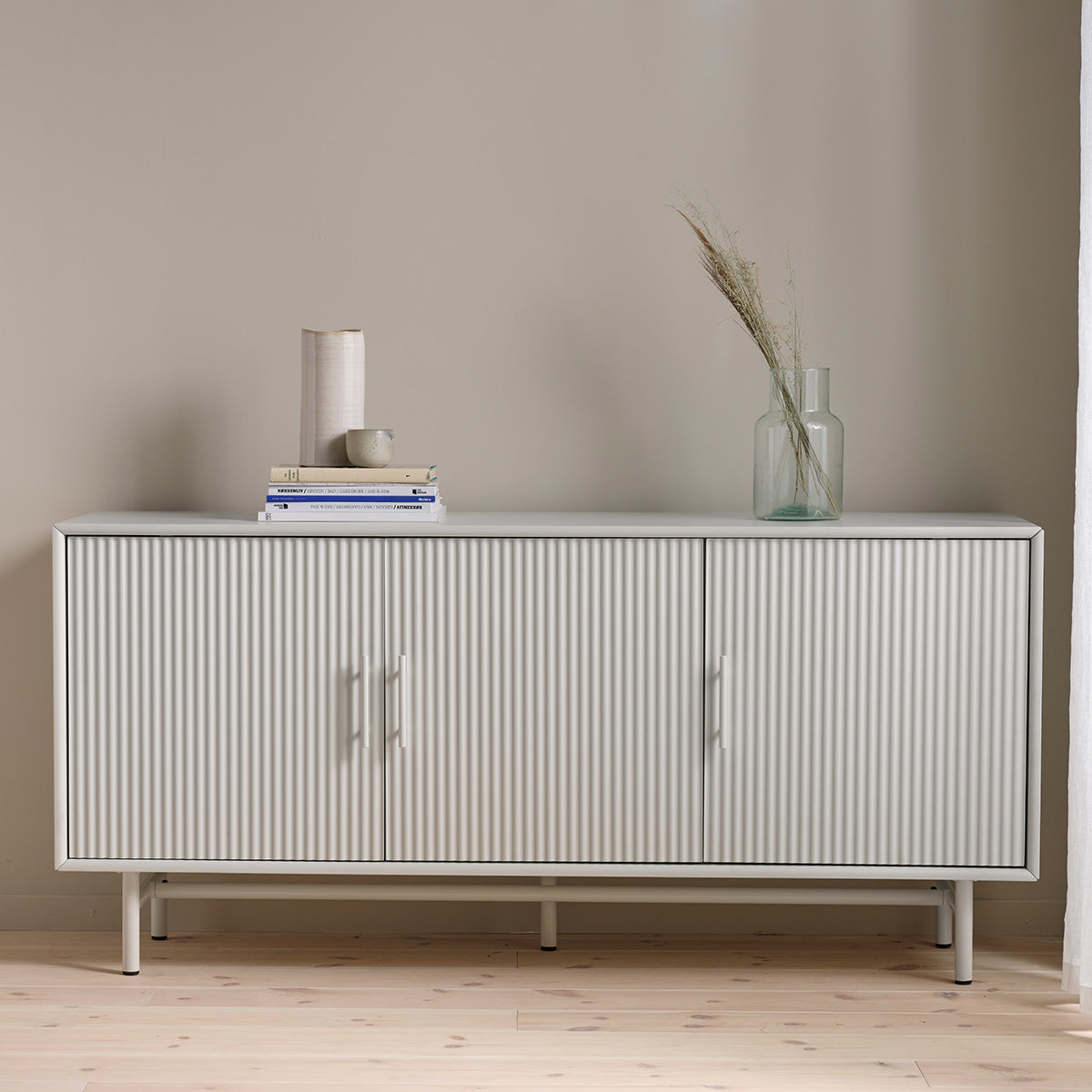 Buffet 160 cm 3 portes - Bois gris clair - MIRANO