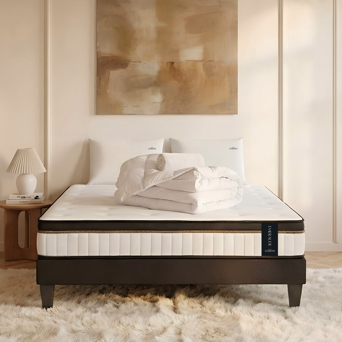 Ensemble literie EMERAUDE + accessoires - 24 cm d'épaisseur - Accueil moelleux, soutien mi-ferme