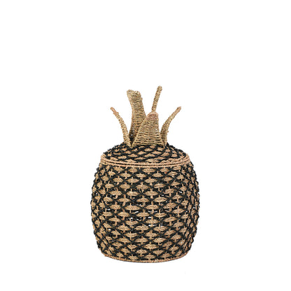 Panier jonc de mer naturel et noir - ANANAS