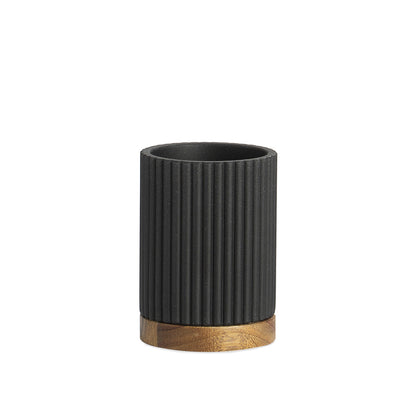 Pot brosse à dents - Résine noire et bois - LAGO