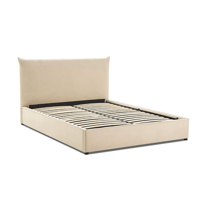 Lit coffre - Effet lin beige - OPÉRA