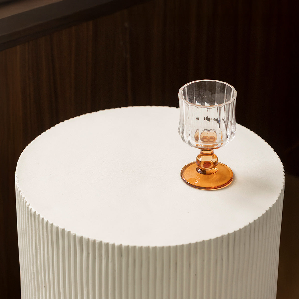 Table d'appoint ronde ø35cm - Effet strié blanc - ADRIA