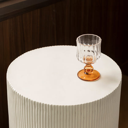 Table d'appoint ronde ø35cm - Effet strié blanc - ADRIA