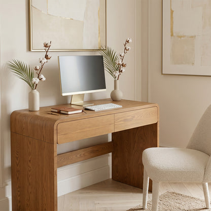 Console 90 cm 2 tiroirs - Bois foncé - BORGO