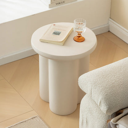 Table d'appoint ronde ø40cm - Effet ciment blanc cassé - ISCHIA