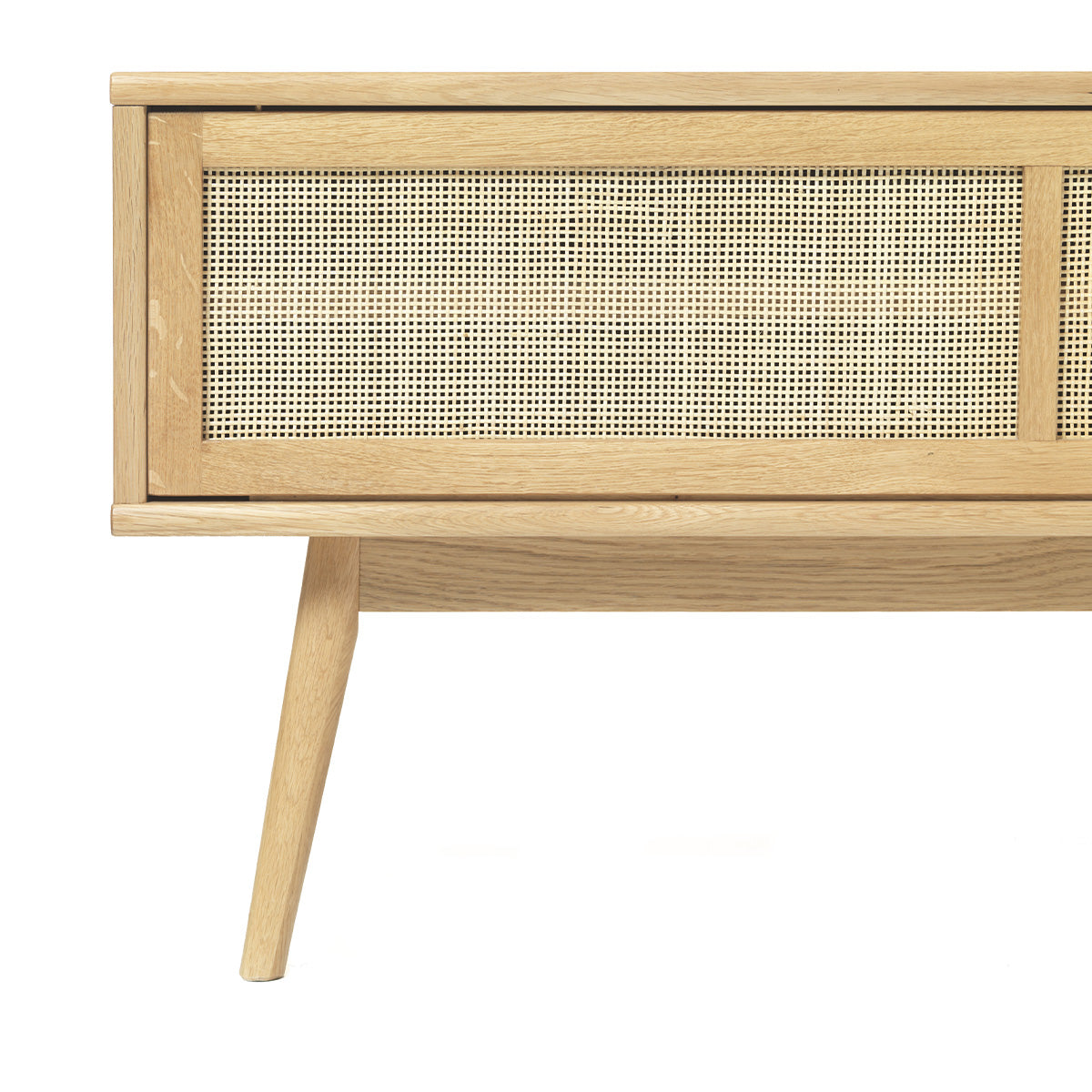 Meuble TV 150 cm 1 porte - Bois et rotin - CAPRI