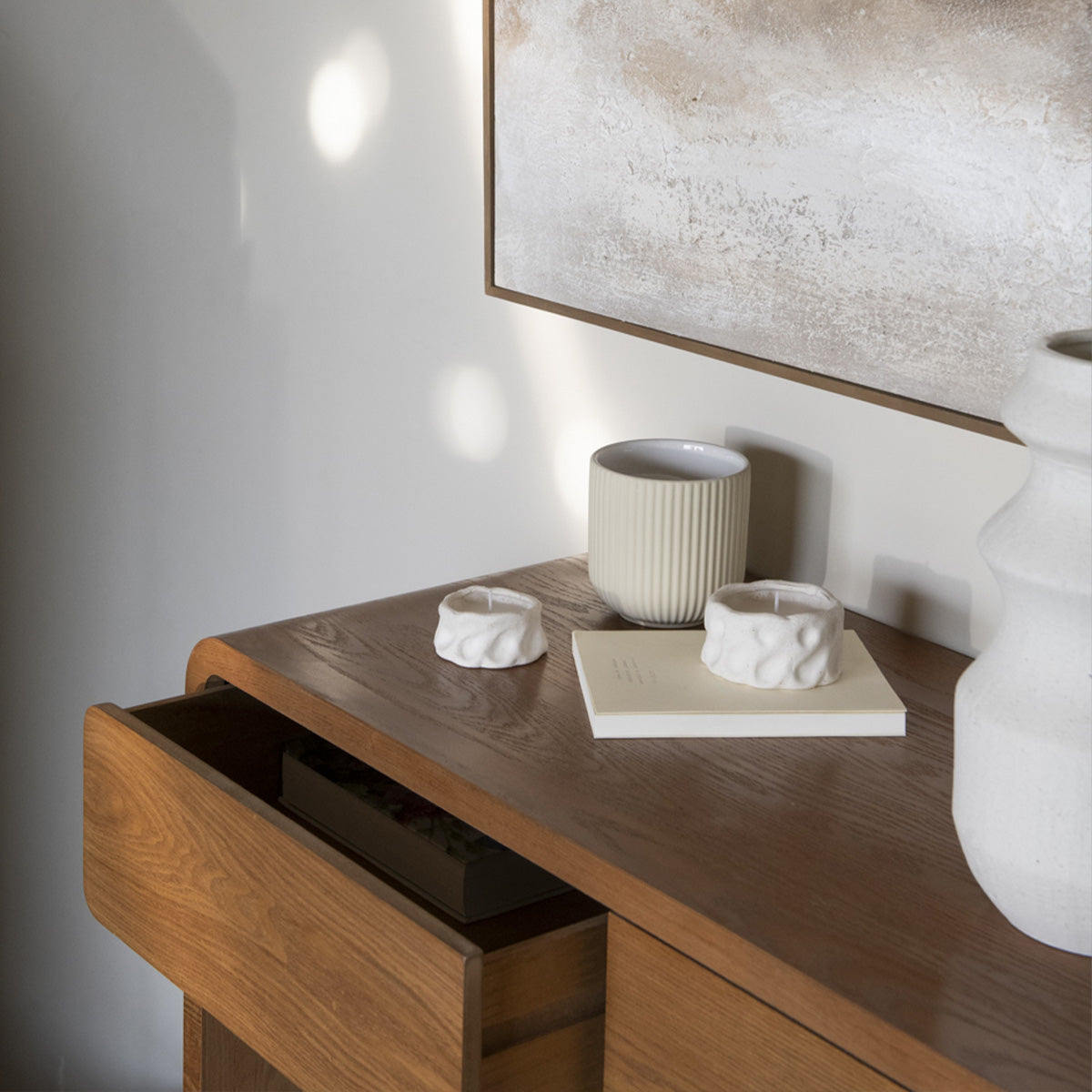 Console 90 cm 2 tiroirs - Bois foncé - BORGO