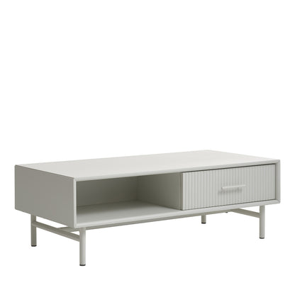 Table basse 120 cm 1 tiroir 1 niche - Bois gris clair - MIRANO