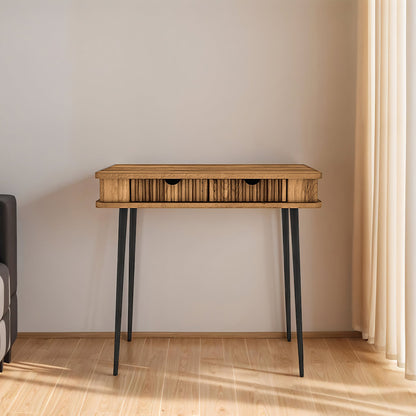 Console 84 cm 2 tiroirs - Bois massif hêtre - AMALFI