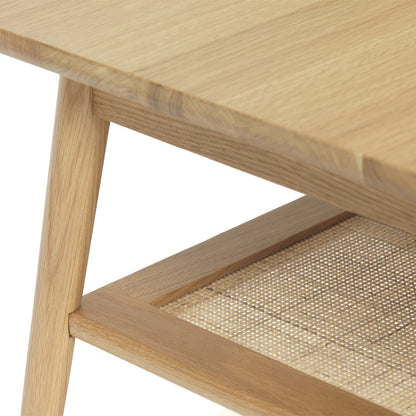 Table basse 120 cm 2 plateaux - Bois et rotin - CAPRI