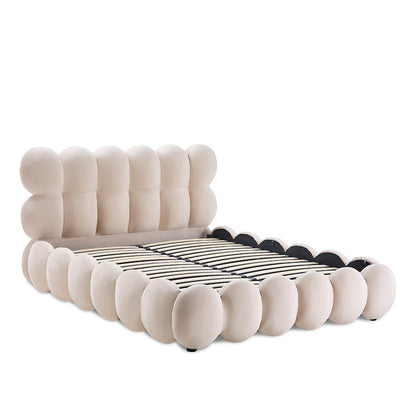 Lit coffre - Velours beige - MEGÈVE