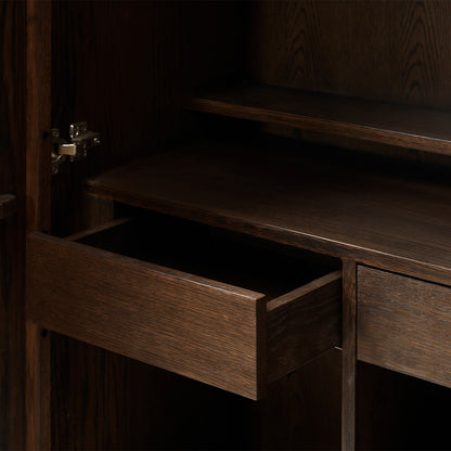 Buffet haut 2 portes 2 tiroirs - Bois foncé - POSADA