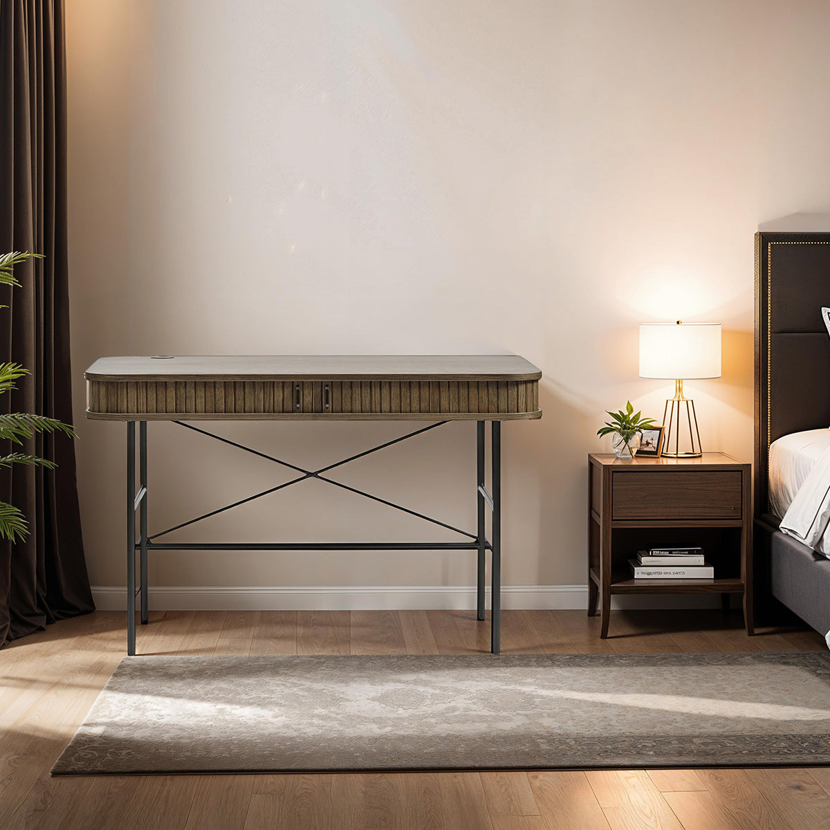Bureau 120 cm 2 portes - Bois - ALBA