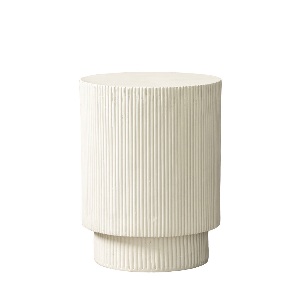 Table d'appoint ronde ø35cm - Effet strié blanc - ADRIA