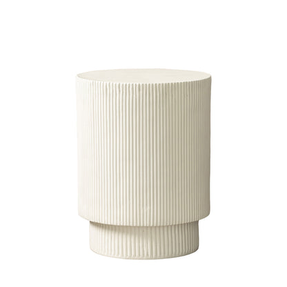 Table d'appoint ronde ø35cm - Effet strié blanc - ADRIA