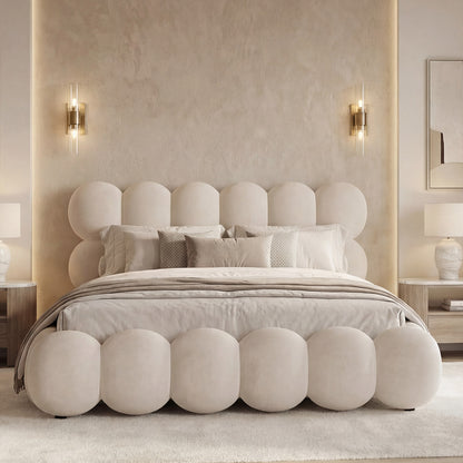 Lit coffre - Velours beige - MEGÈVE