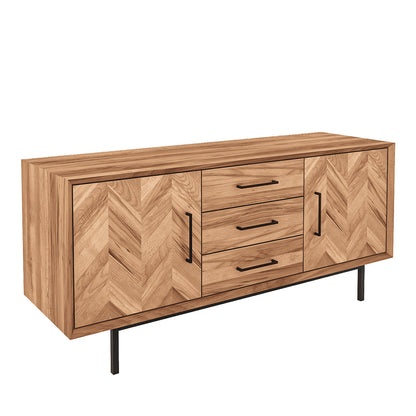 Meuble bas 144 cm 2 portes - Bois massif hêtre - PAOLA