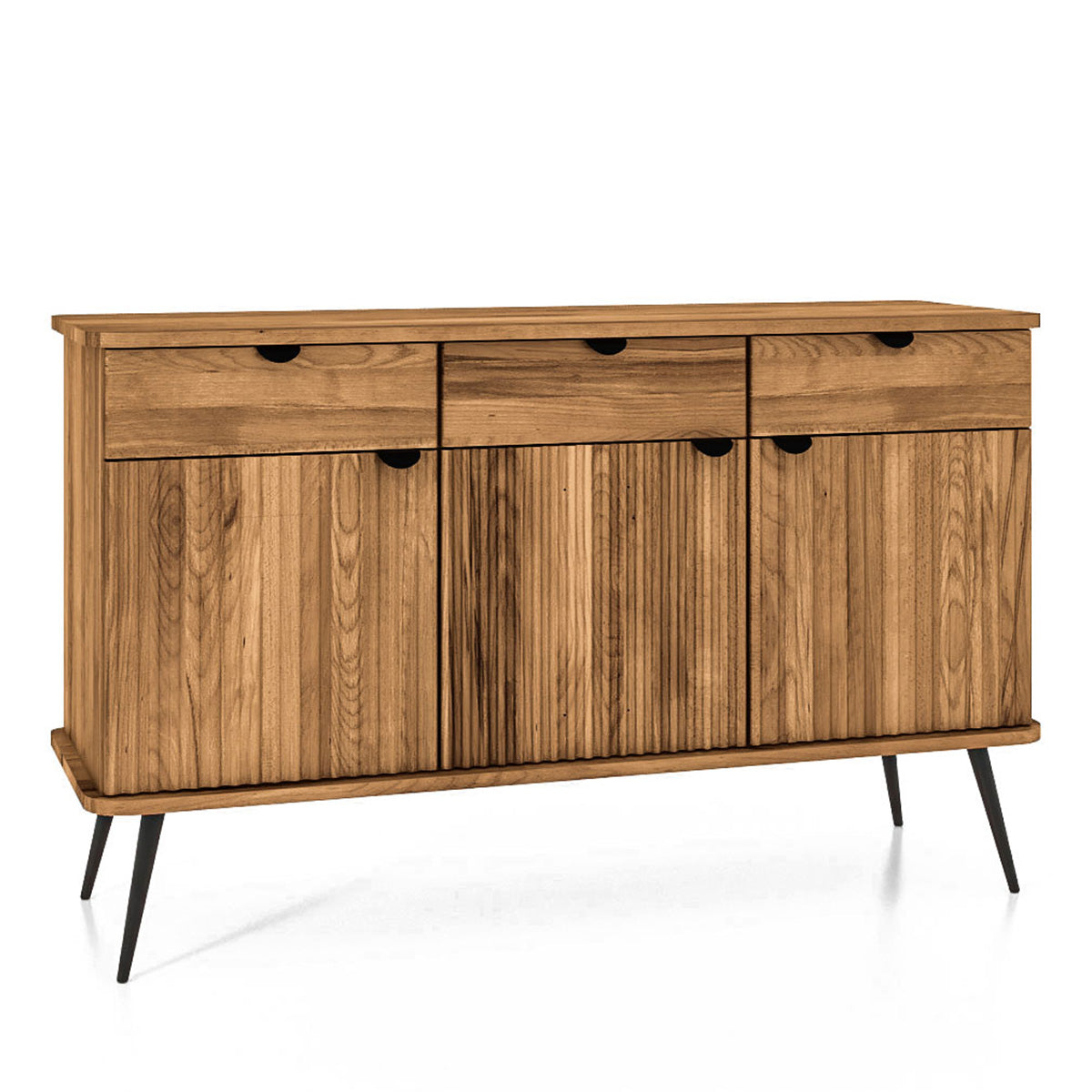 Buffet 144 cm 3 portes 3 tiroirs - Bois massif hêtre - AMALFI