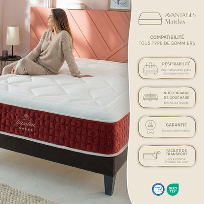 Matelas Ressorts ensachés et Mémoire de forme - 32 cm - PASSION