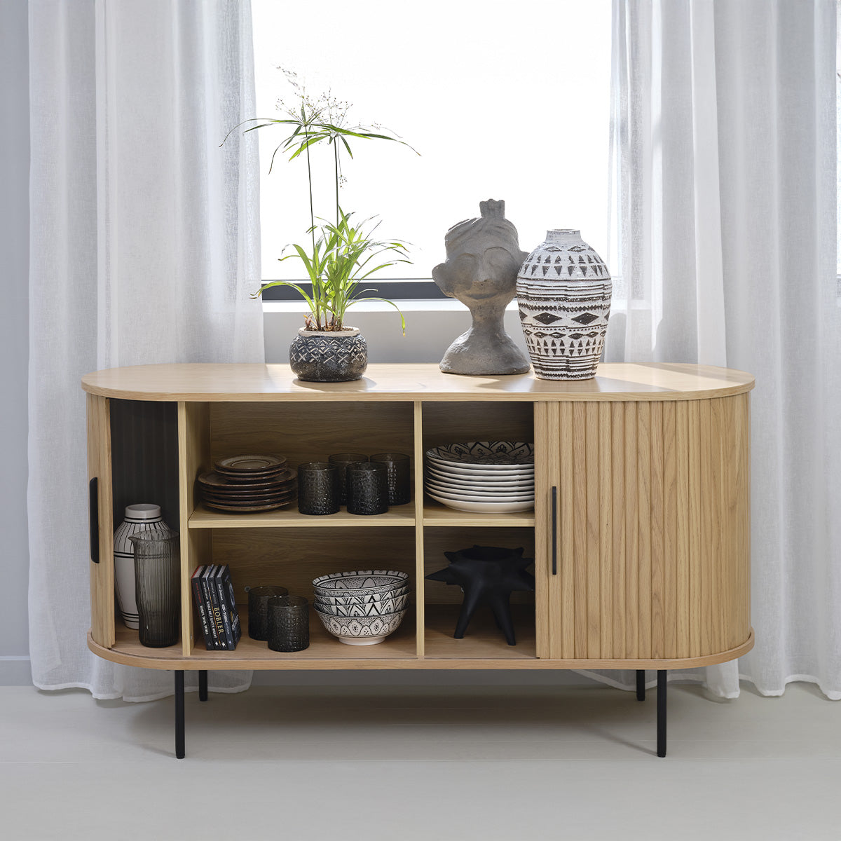 Buffet 140 cm 2 portes - Bois - ALBA